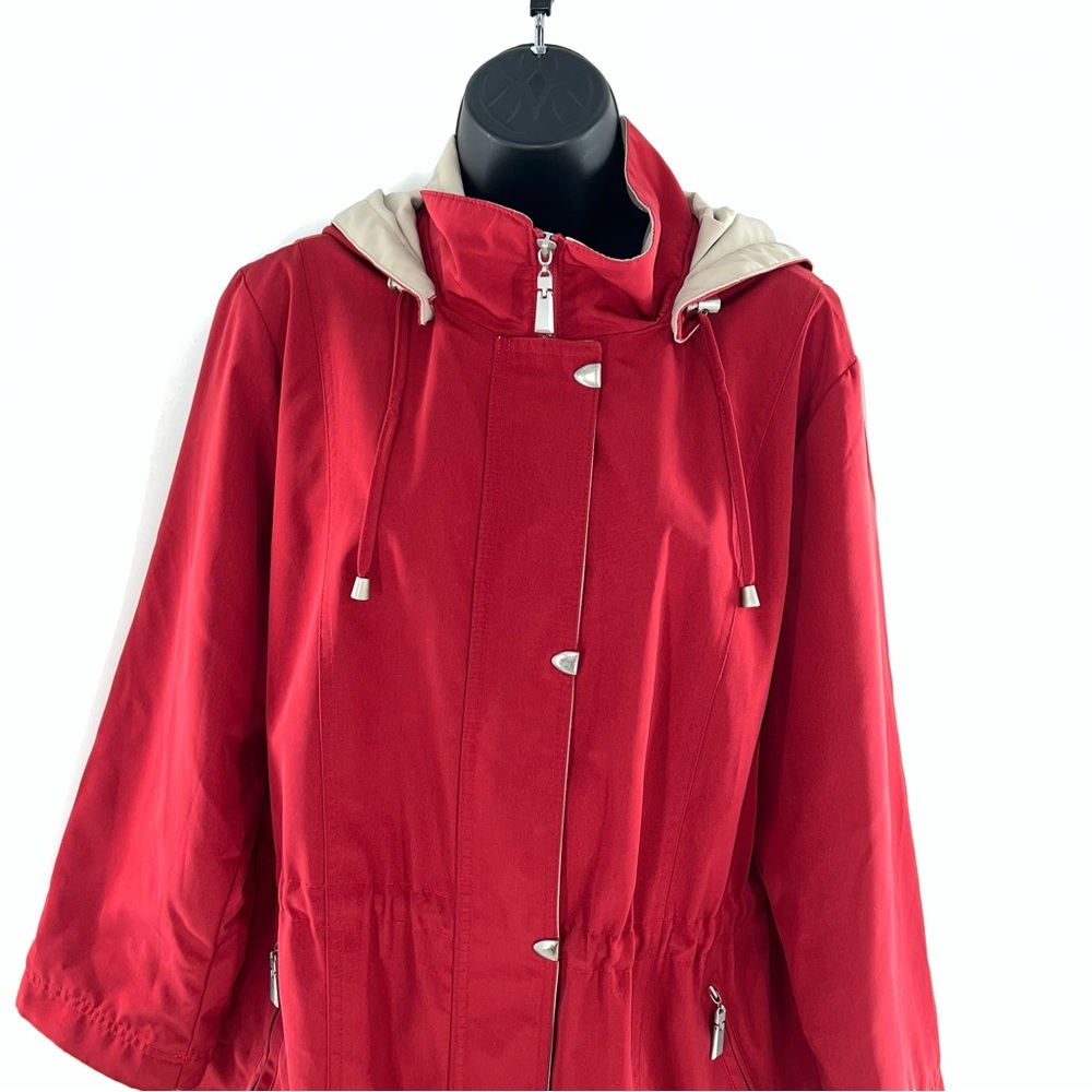 Nautica Women's Red/Tan Utility Jacket w/Removable Hood Zipper/Snaps Front-XLP - Picture 2 of 15
